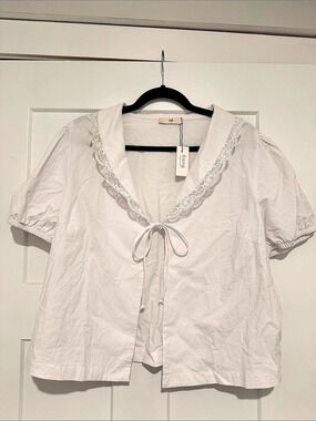 nlt Cotton Single Tie Front Blouse White Large